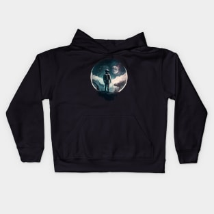 Exploring the Universe: A View from an Exoplanet to the Moon Kids Hoodie